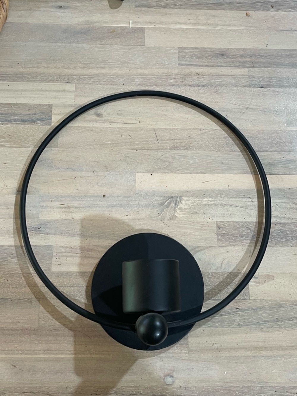 Wall Sconce Candle Holder, Round, Black Metal